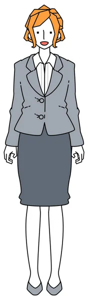 Ilustración Una Mujer Negocios Pie Traje — Vector de stock