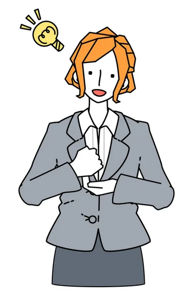 Illustration Businesswoman Suit Who Sparked Idea — Wektor stockowy
