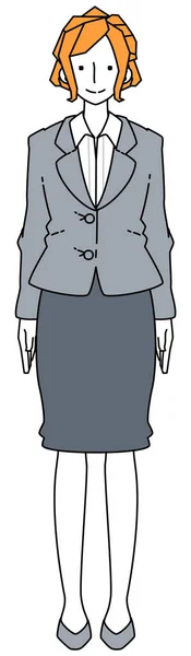 Clip Art Businesswoman Suit Standing Good Posture — Stock Vector