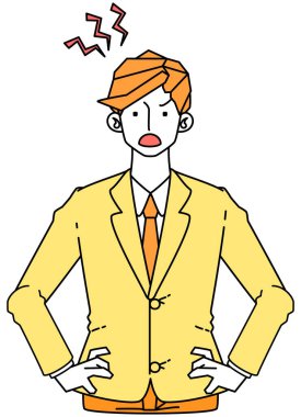 Takım elbiseli bir iş adamının sinirli ve hayal kırıklığına uğramış hali..