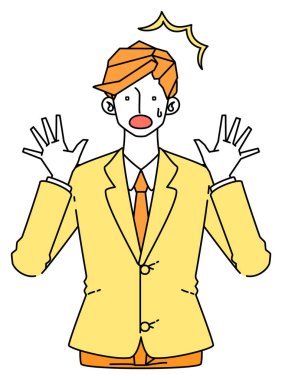 Şaşırmış ve ürkmüş takım elbiseli bir iş adamının tasviri.