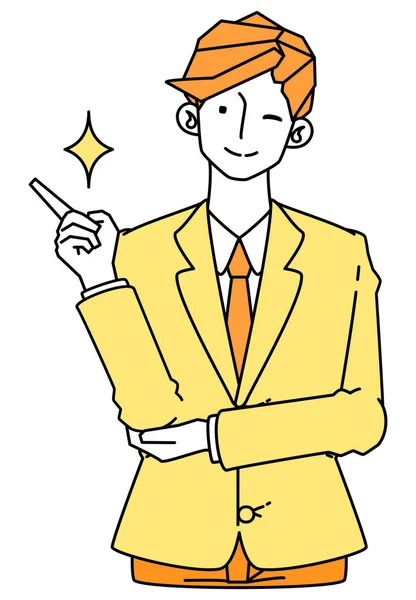 Illustration Businessman Man Suit Winking — Wektor stockowy