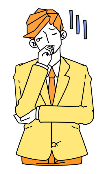 Illustration of a businessman in a suit who is discouraged and depressed.