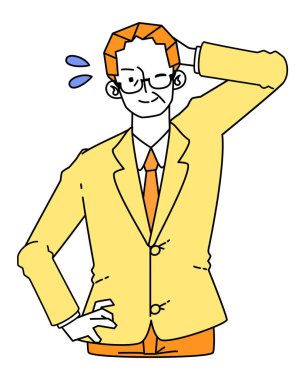 Yaramaz bir gülüşü olan, takım elbiseli olgun bir adamın tasviri.