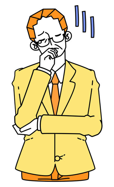 Illustration of a mature man in a suit who is discouraged and depressed