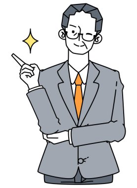 Göz kırpan takım elbiseli, olgun bir iş adamının görüntüsü..