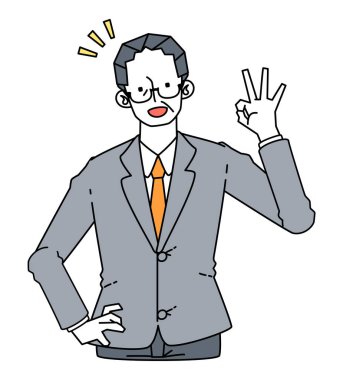 Takım elbiseli olgun bir iş adamının çizimi..