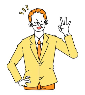 Takım elbiseli olgun bir iş adamının çizimi..