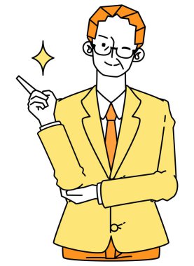 Göz kırpan takım elbiseli, olgun bir iş adamının görüntüsü..