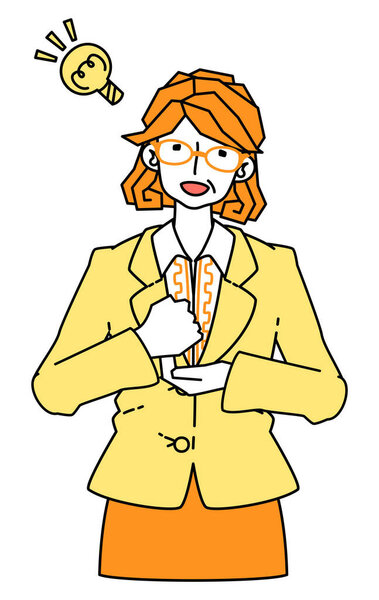 Illustration of a woman in a suit who sparked an idea