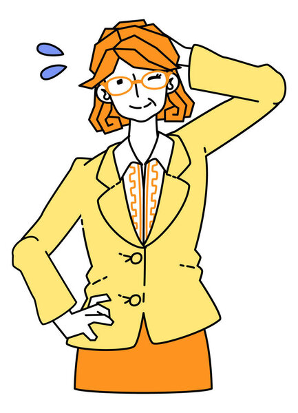 Clip art of woman in suit who smiles shyly