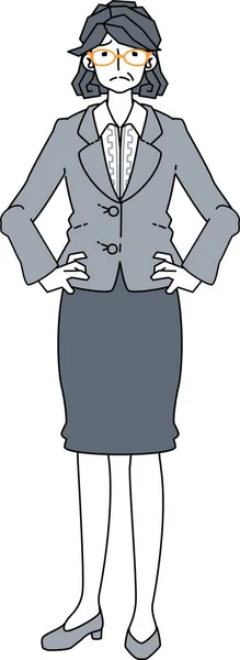 Clip Art Mature Woman Suit Troubled Face — ストックベクタ