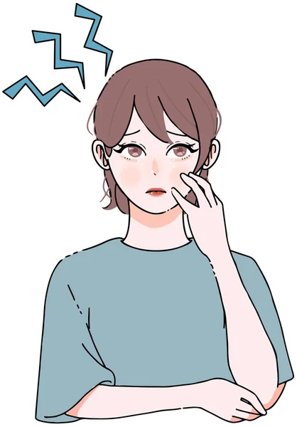 Illustration Woman Who Frustrated Skin Troubles — ストックベクタ