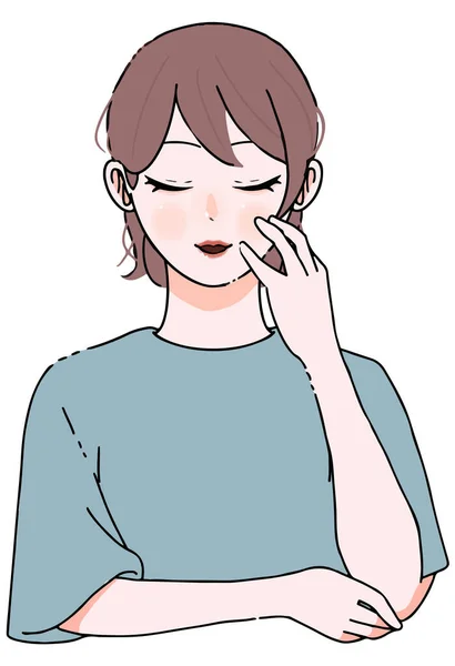 Skin Care_Illustration Woman Who Closes Her Eyes Smiles — ストックベクタ