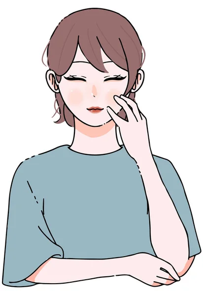 Skin Care_Illustration Woman Who Closes Her Eyes Smiles — ストックベクタ