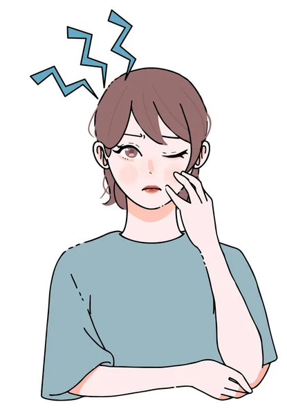 Illustration Woman Frustrated Headache_Stress — 스톡 벡터