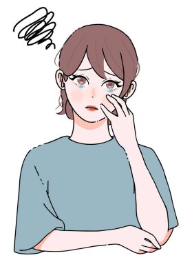 Sıkıntılı genç bir kadının tasviri _ stres _ cilt sorunu _ hastalık