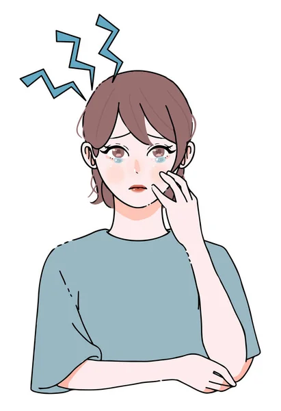 Clip Art Young Woman Suffering Headache_Illness — ストックベクタ