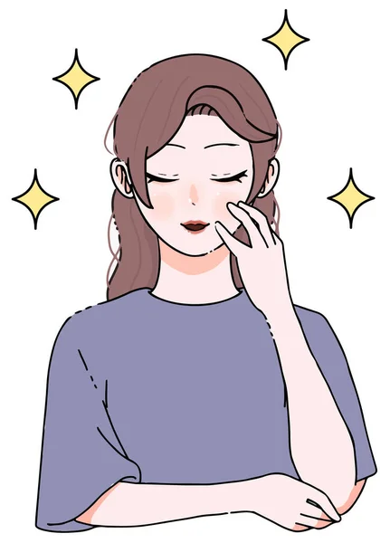 Skincare_Smiling_Illustration Oyful Young Woman — ストックベクタ