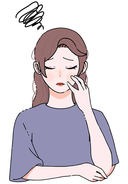 Skin Care_Exasperation_Illustration Young Woman Troubleexpression — ストックベクタ