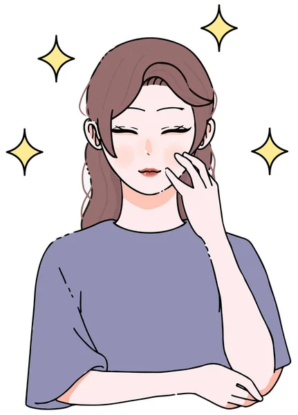 Skincare_Smiling_Illustration Oyful Young Woman — Vettoriale Stock