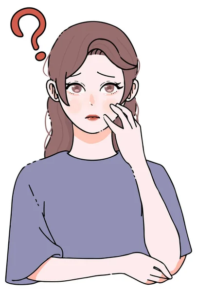 Illustration Young Woman Questions — 图库矢量图片