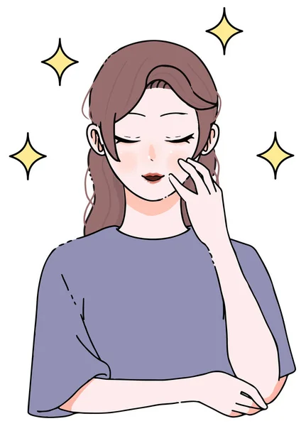 Illustration Young Woman Long Hair Who Pleased — ストックベクタ