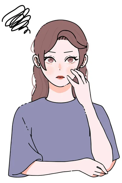 Clip Art Young Long Hair Woman Distress — ストックベクタ