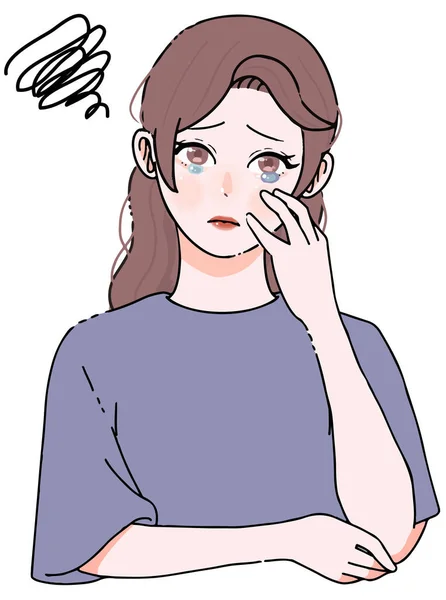 Clip Art Woman Long Hair Suffering Poor Health — ストックベクタ