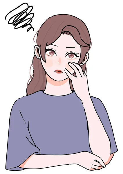 Clip Art Woman Long Hair Suffering Poor Health — ストックベクタ