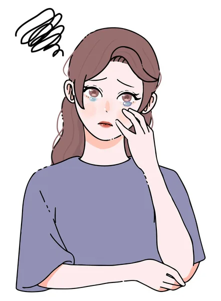 Clip Art Woman Long Hair Suffering Poor Health — ストックベクタ