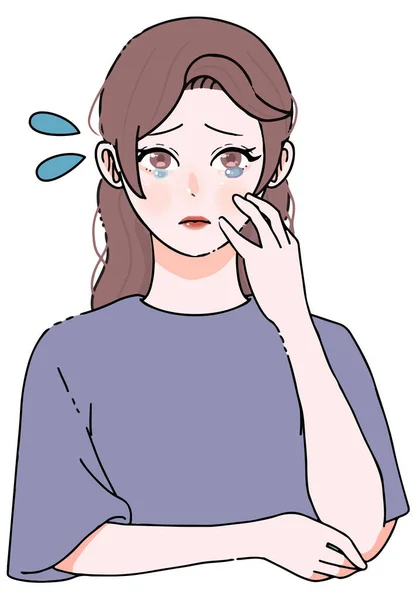 Clip Art Woman Long Hair Suffering Poor Health — ストックベクタ