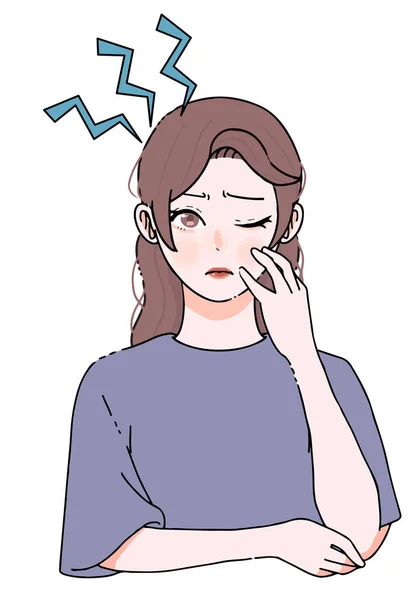 Clip Art Woman Long Hair Suffering Poor Health — ストックベクタ