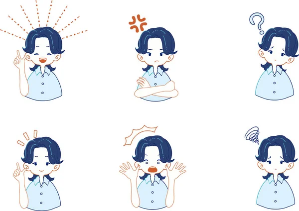 Set Illustrations Boys Suits Various Facial Expressions — 스톡 벡터