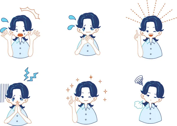 Clip Art Set Various Expressions Boy Suit — Wektor stockowy