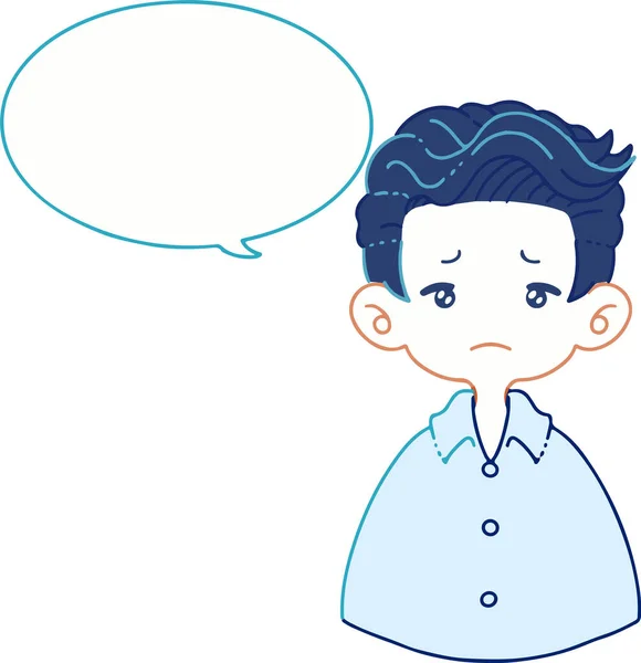 Illustration Boy Shirt Talking Something Sad Face Speech Balloon — Stockový vektor