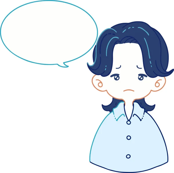 Illustration Boy Shirt Talking Something Sad Face Speech Balloon — 스톡 벡터