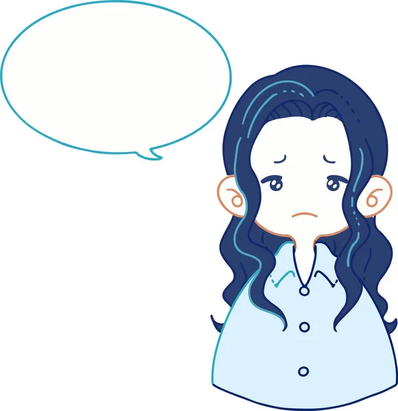 Clip Art Girl Shirt Talking Something Sad Face Speech Balloon — Stockvektor