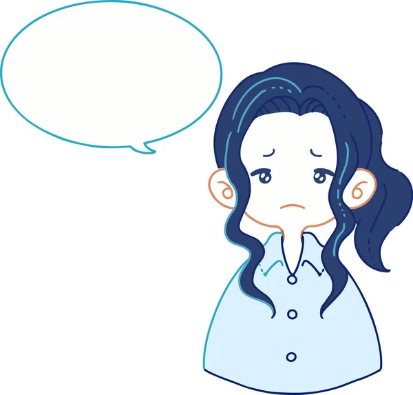 Clip Art Girl Shirt Talking Something Sad Face Speech Balloon — ストックベクタ