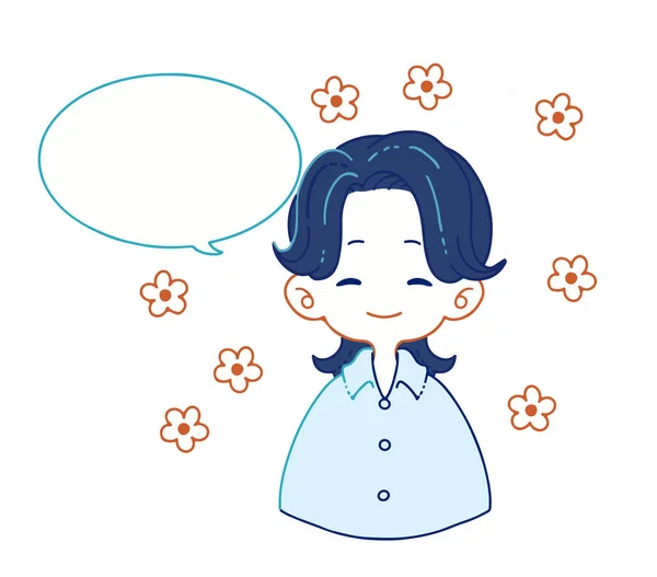 Illustration Boy Shirt Saying Something Cheerful Face — ストックベクタ