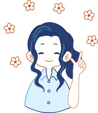 Illustration of woman in shirt teaching something with cheerful expression