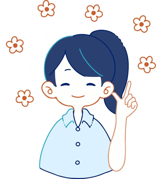 Illustration Woman Shirt Teaching Something Cheerful Expression — 图库矢量图片