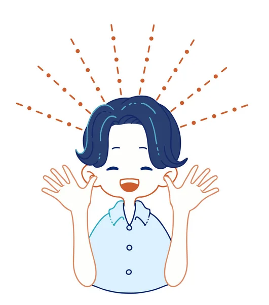 Clip Art Person Who Raises Both Hands Rejoices — ストックベクタ