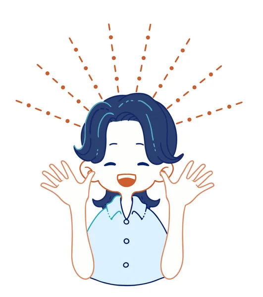 Clip Art Person Who Raises Both Hands Rejoices — Stock Vector