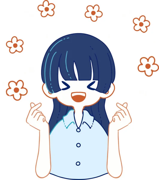 Illustration Person Expressing Joy Finger Heart — ストックベクタ