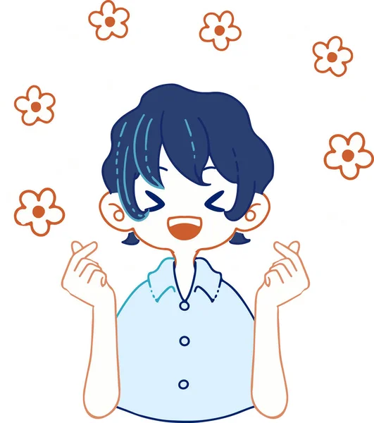 Illustration Person Expressing Joy Finger Heart — ストックベクタ