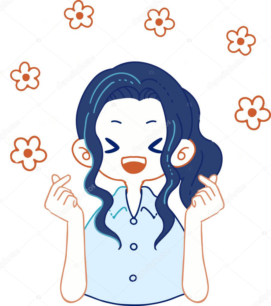 Illustration of a person expressing joy with a finger heart