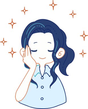 Illustration of a person satisfied with aging and beautiful skin