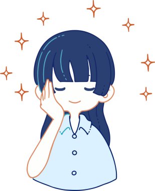 Illustration of a person satisfied with aging and beautiful skin