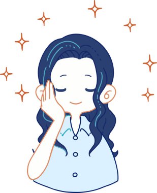 Illustration of a person satisfied with aging and beautiful skin